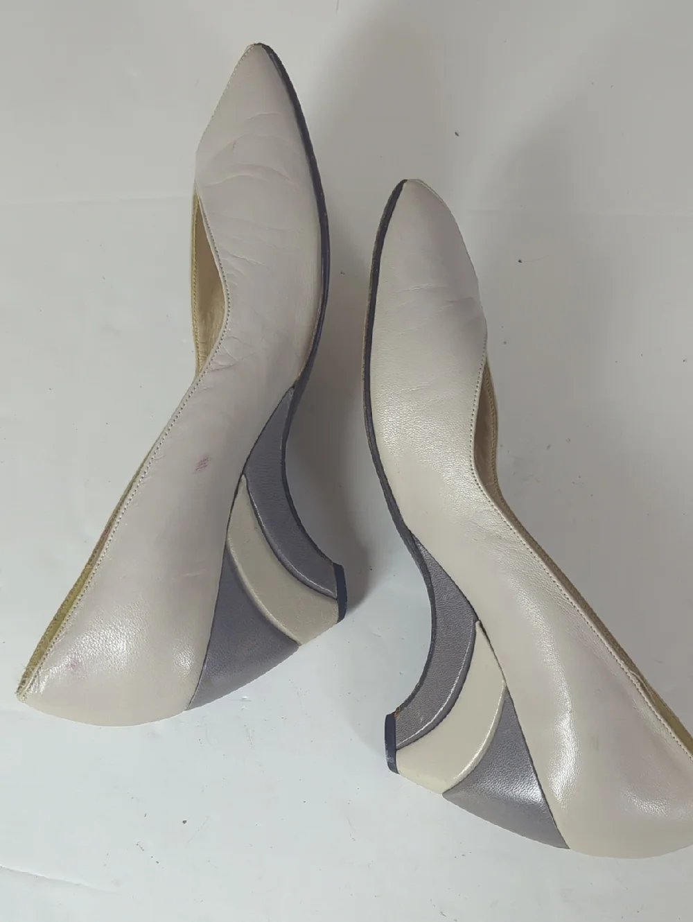 Vintage Stuart Weitzman Heels 8 Leather Sculptural Heel Minimalis - Picture 8 of 9